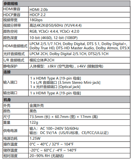 同三维T709超高清4K60HDMI音频加嵌器