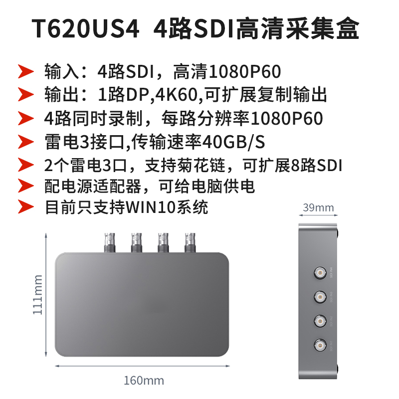 同三维T620US4雷电3四路高清SDI采集盒