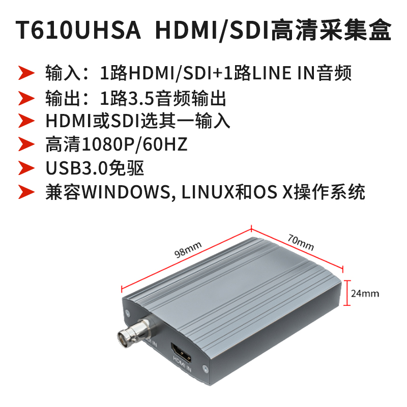 同三维T610UHSA单路SDI/HDMI高清采集盒